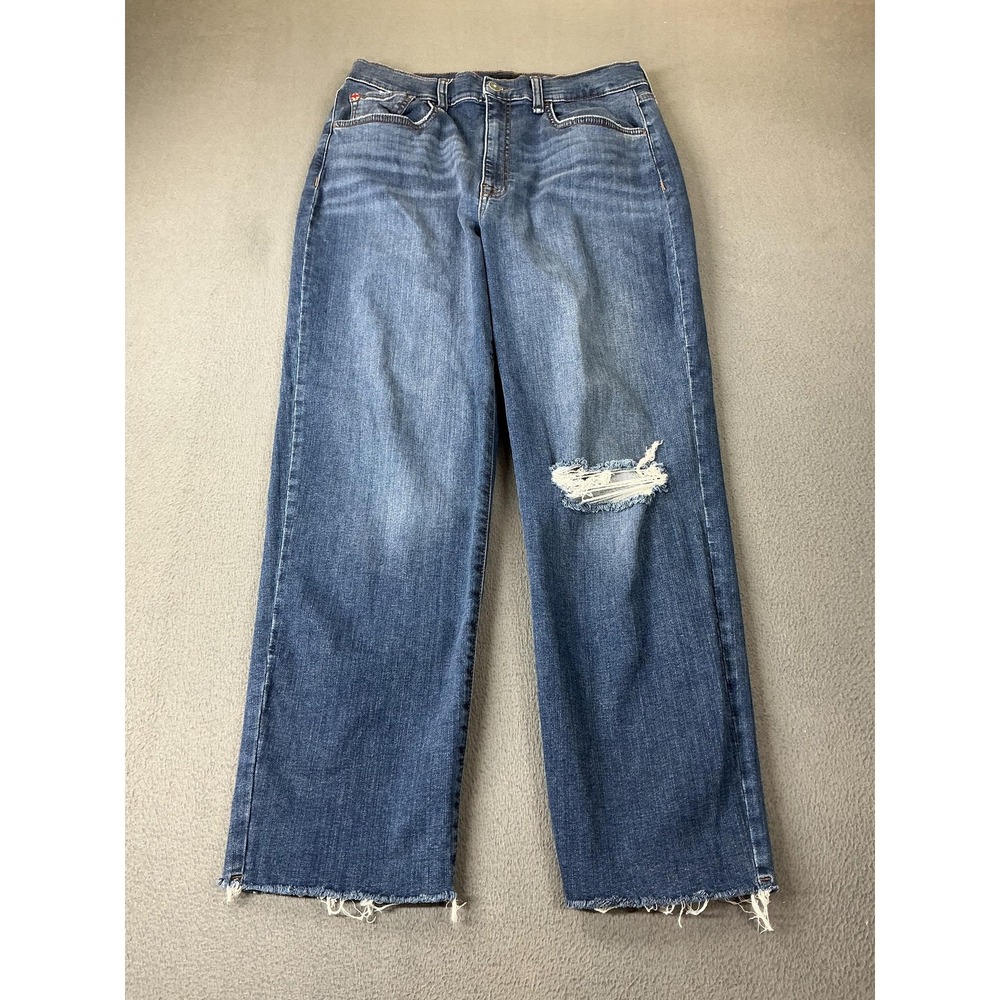 Hudson Jeans Womens 29 Blue Wide-Leg Relaxed Distressed Fringe 28 Inseam - Picture 1 of 10